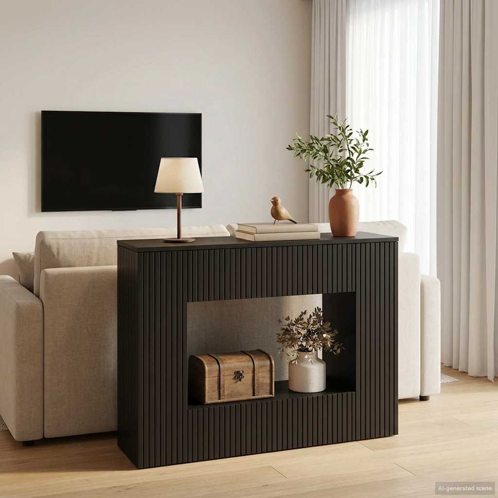 Konsolipöytä Raidallinen Musta 101 x 29 x 74 cm Käsitelty puu