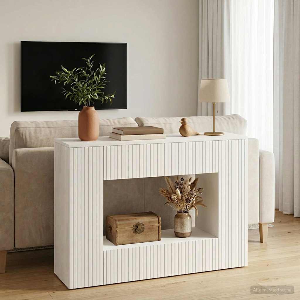 Konsolipöytä Kiiltävä Valkoinen 101 x 29 x 74 cm Käsitelty puu