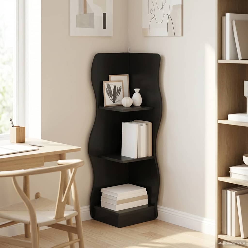 Kulmahylly hyllyllä Musta 34 x 33 x 102 cm Tekninen puu