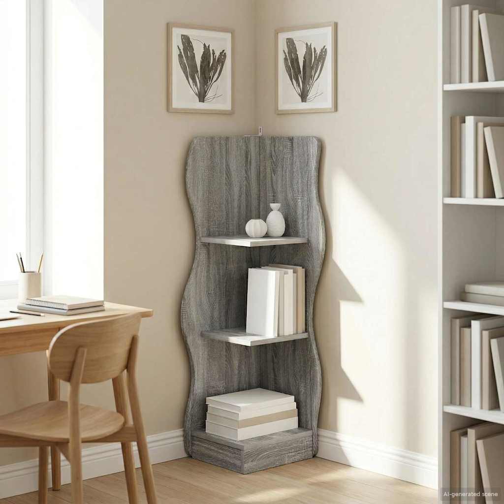 Kulmahylly hyllyllä Harmaa sonoma 34 x 33 x 102 cm Tekninen puu