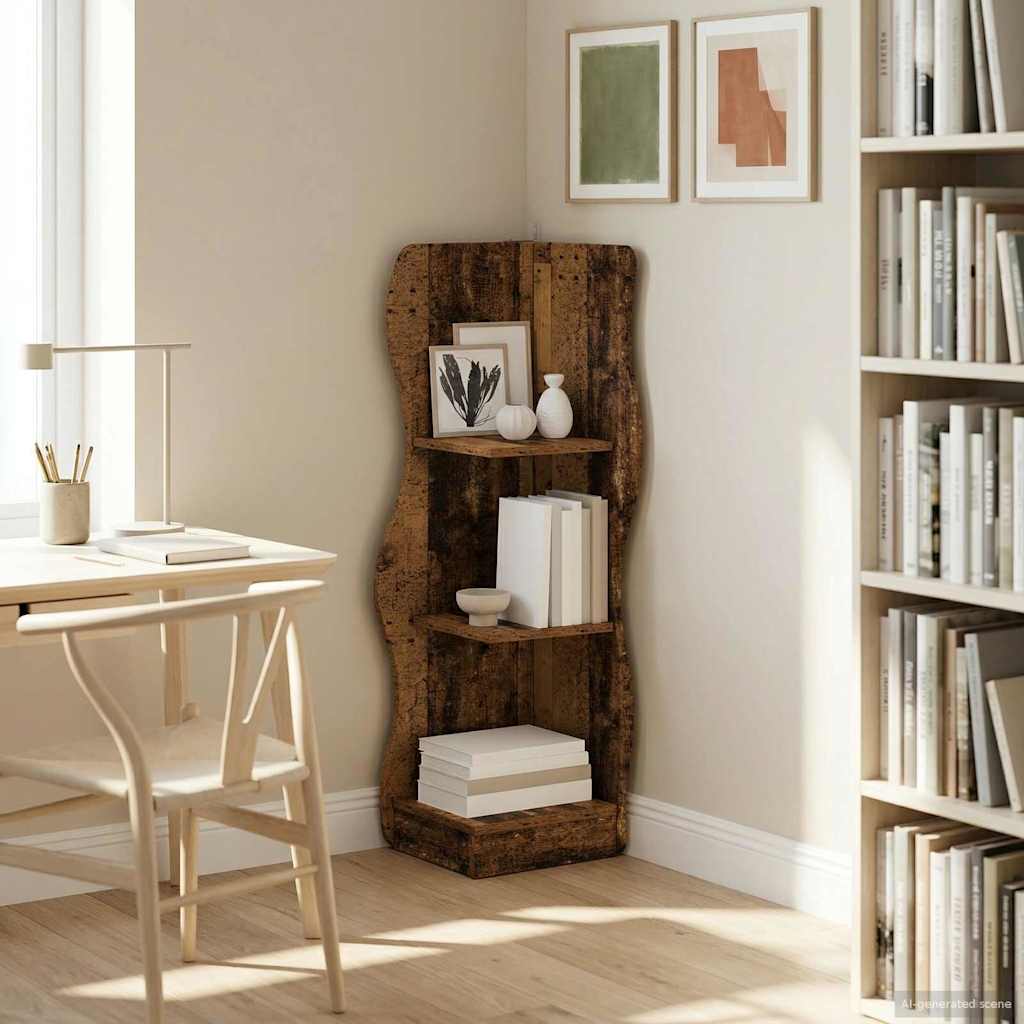 Kulmahylly hyllyllä Vanha puu 34 x 33 x 102 cm Tekninen puu