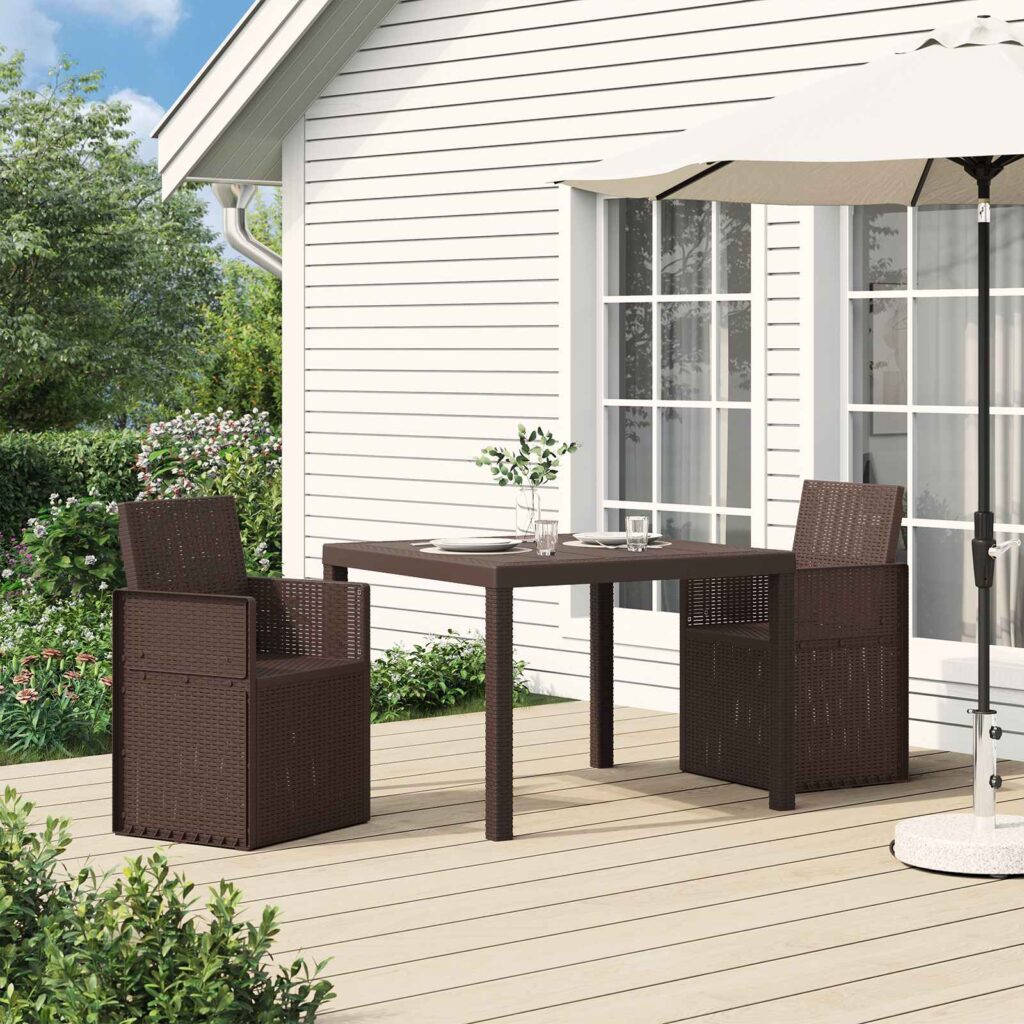 Puutarhan ruokatuolit 2 pcs Ruskea PP