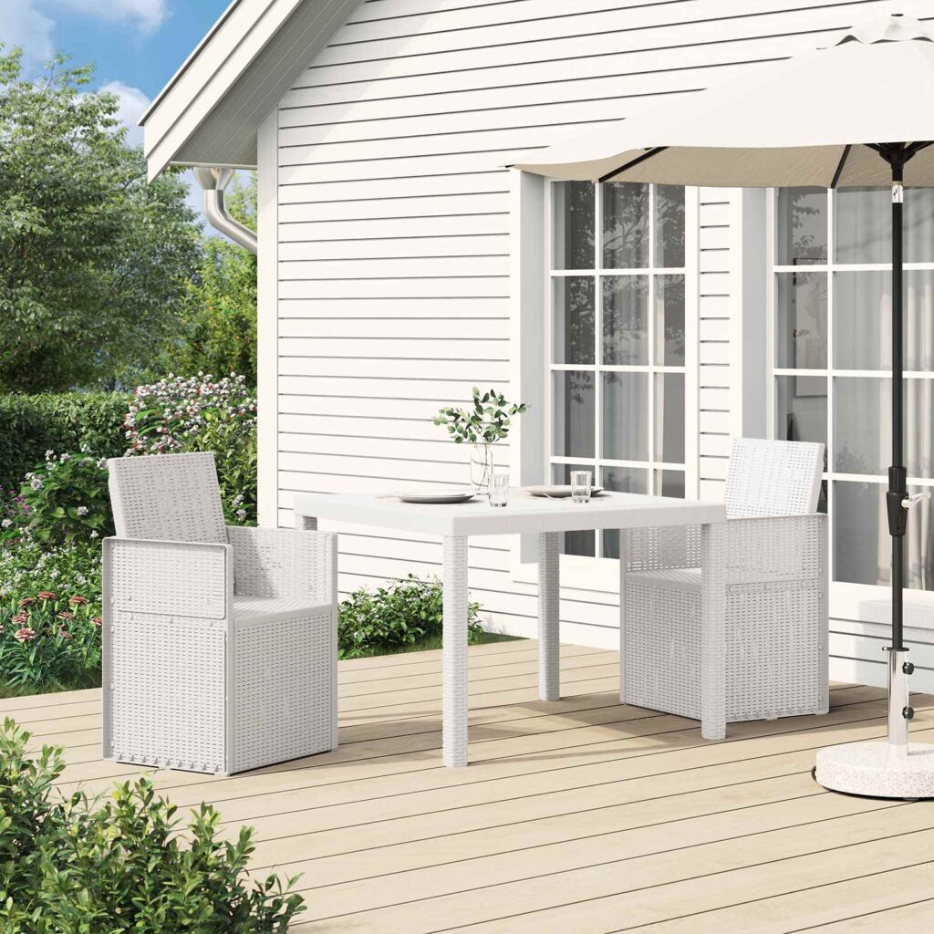 Puutarhan ruokatuolit 2 pcs valkoinen PP