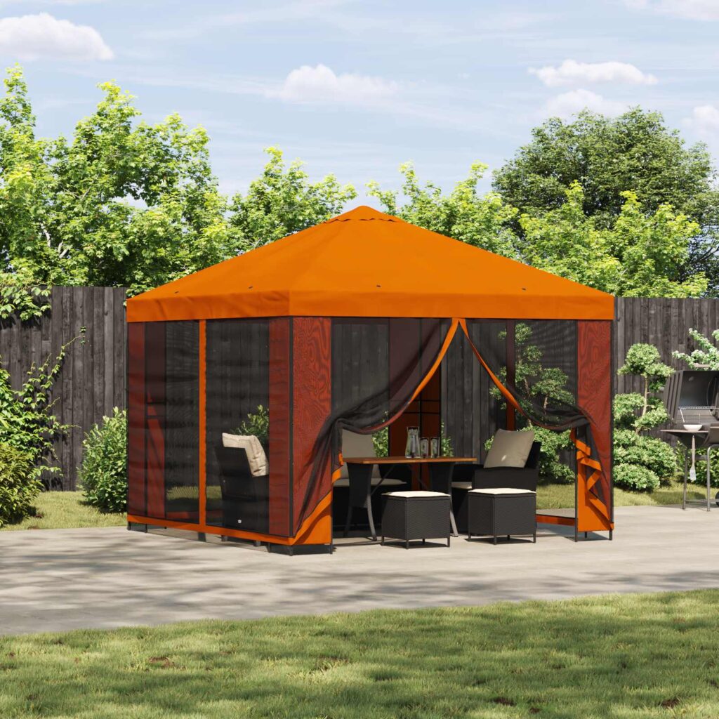 Huvimaja 3 x 3 m Oranssi Polyesteri ja teräs 190