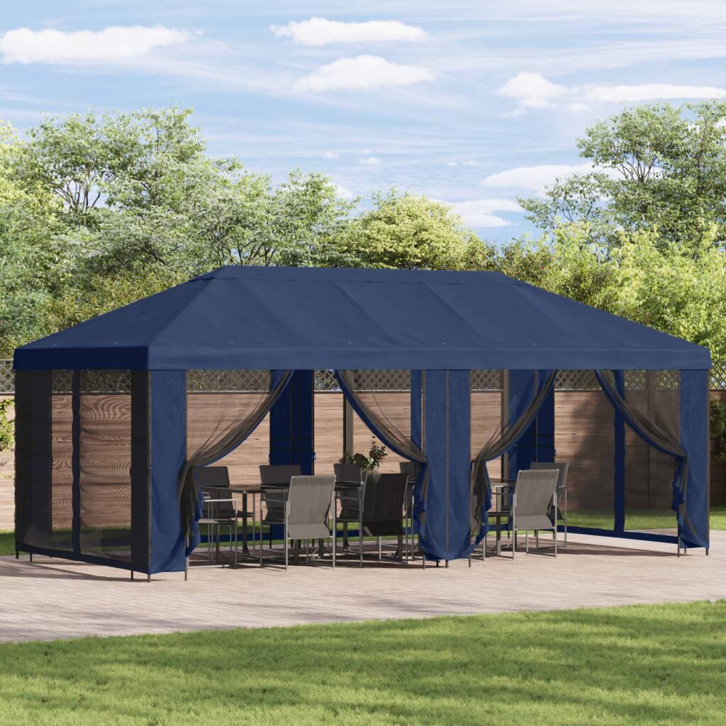 Gazebo-peite sivuseinillä Sininen 600,5 x 300,5 cm Polyesteri
