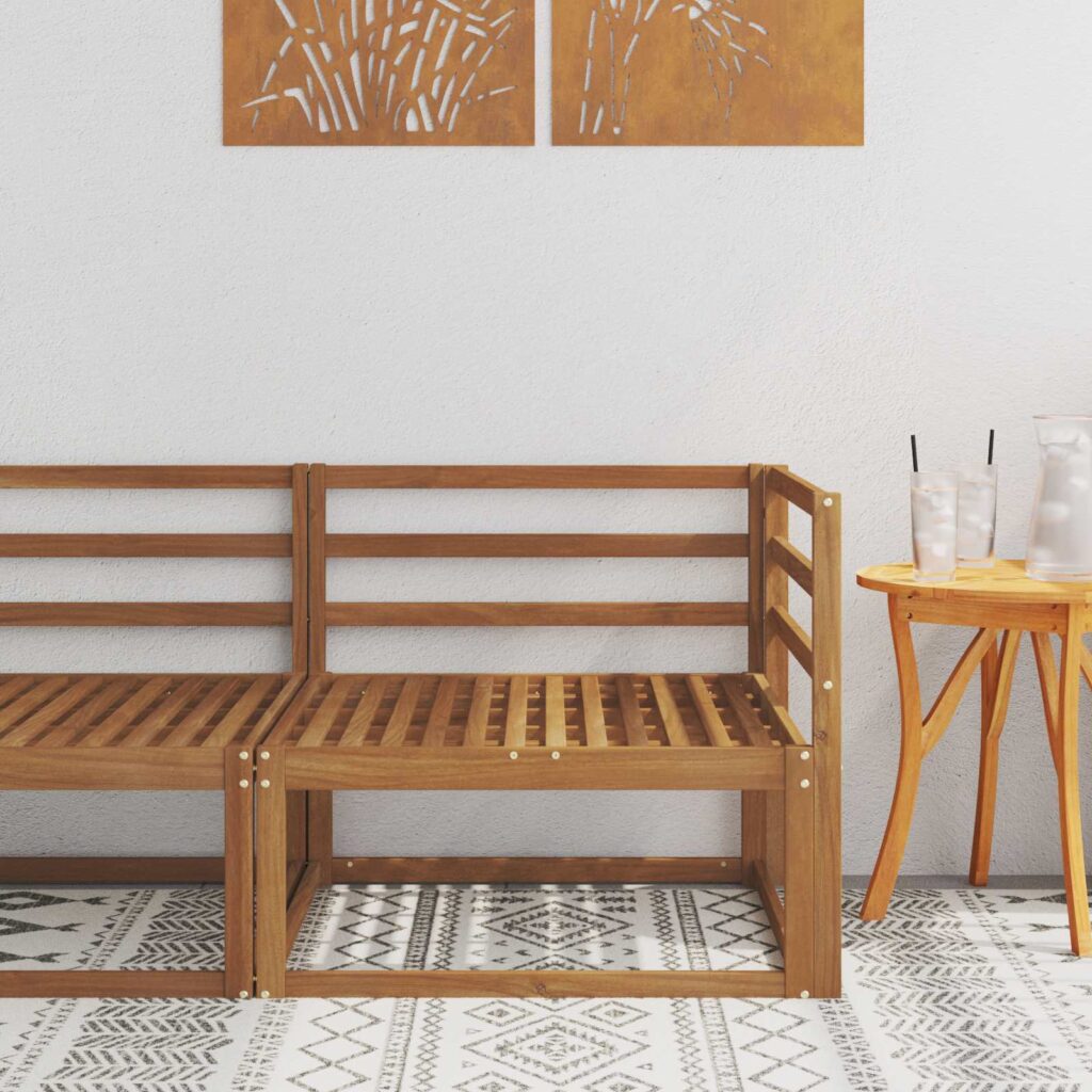 Ulkona kulmasohva Luonnollinen 83 x 83 x 73 cm Tiheä akasiapuu