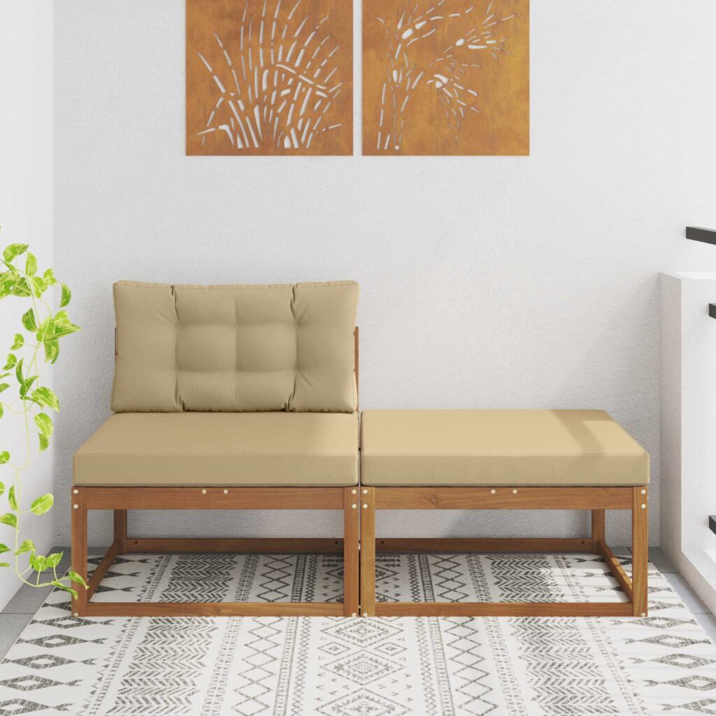 Kulmasohva tyynyllä 2 Kappale Luonnollinen Tiheä akasiapuu