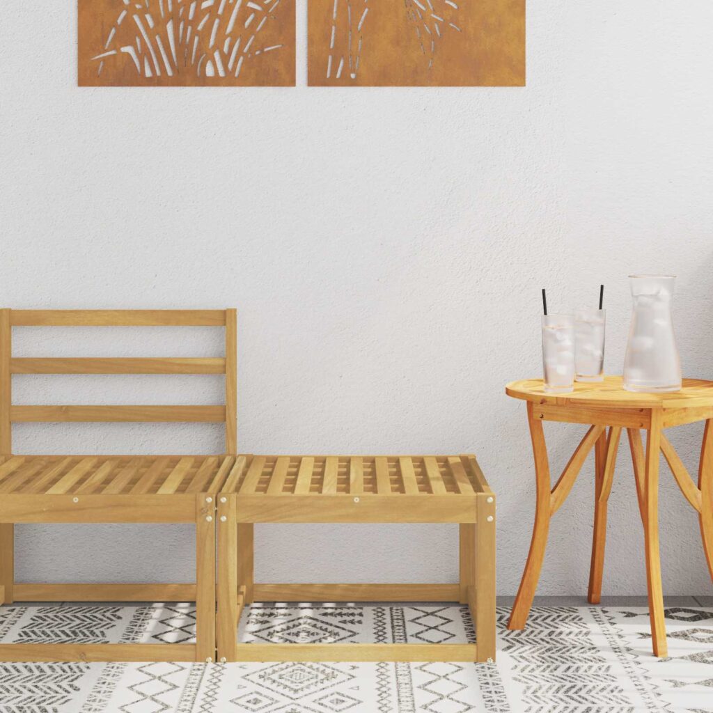 Ulkoilma Hocker Tiheä akasiapuu valkoinen 59 x 59 x 37 cm