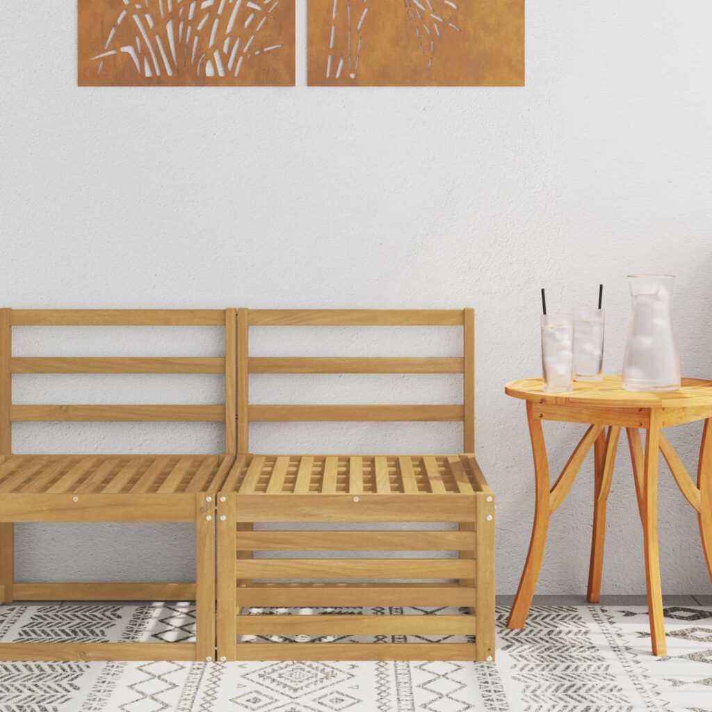 Ulkotilan keskisohva Tiheä akasiapuu valkoinen 63 x 59 x 73 cm