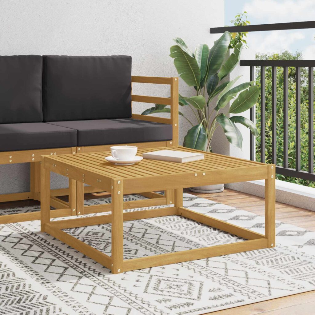 Ulkojalkopöytä Tiheä akasiapuu valkoinen 79 x 79 x 37 cm