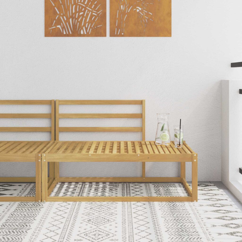 Ulkomoduulisohva valkoinen 115 x 83 x 73 cm Tiheä akasiapuu