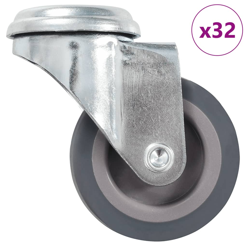 32 kpl pulttireikäisiä kääntyviä pyöriä 50 mm