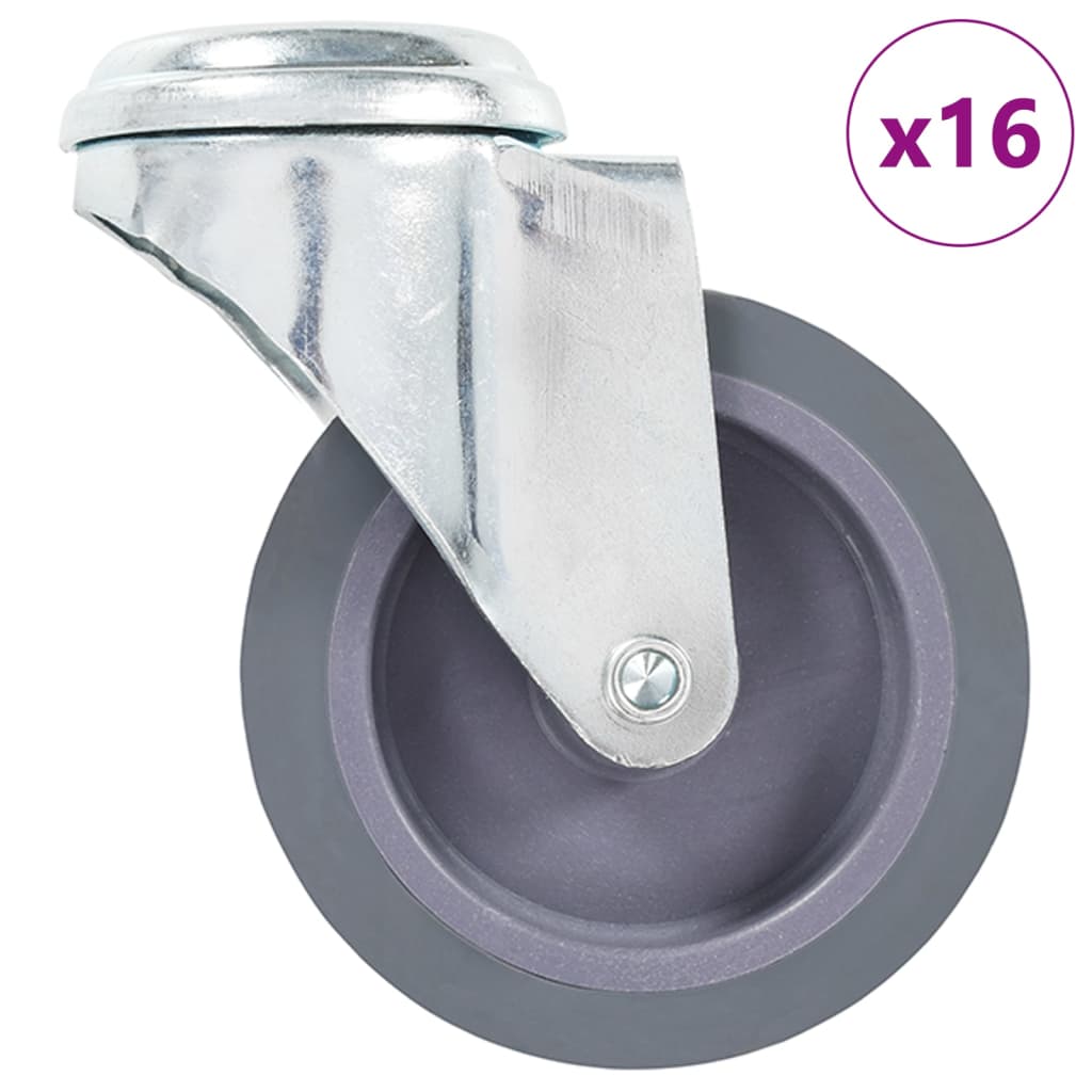 16 kpl pulttireikäisiä kääntyviä pyöriä 75 mm