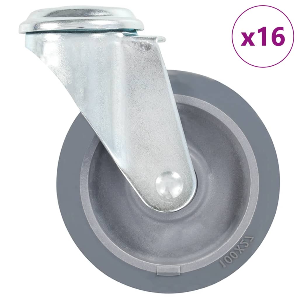 16 kpl pulttireikäisiä kääntyviä pyöriä 100 mm
