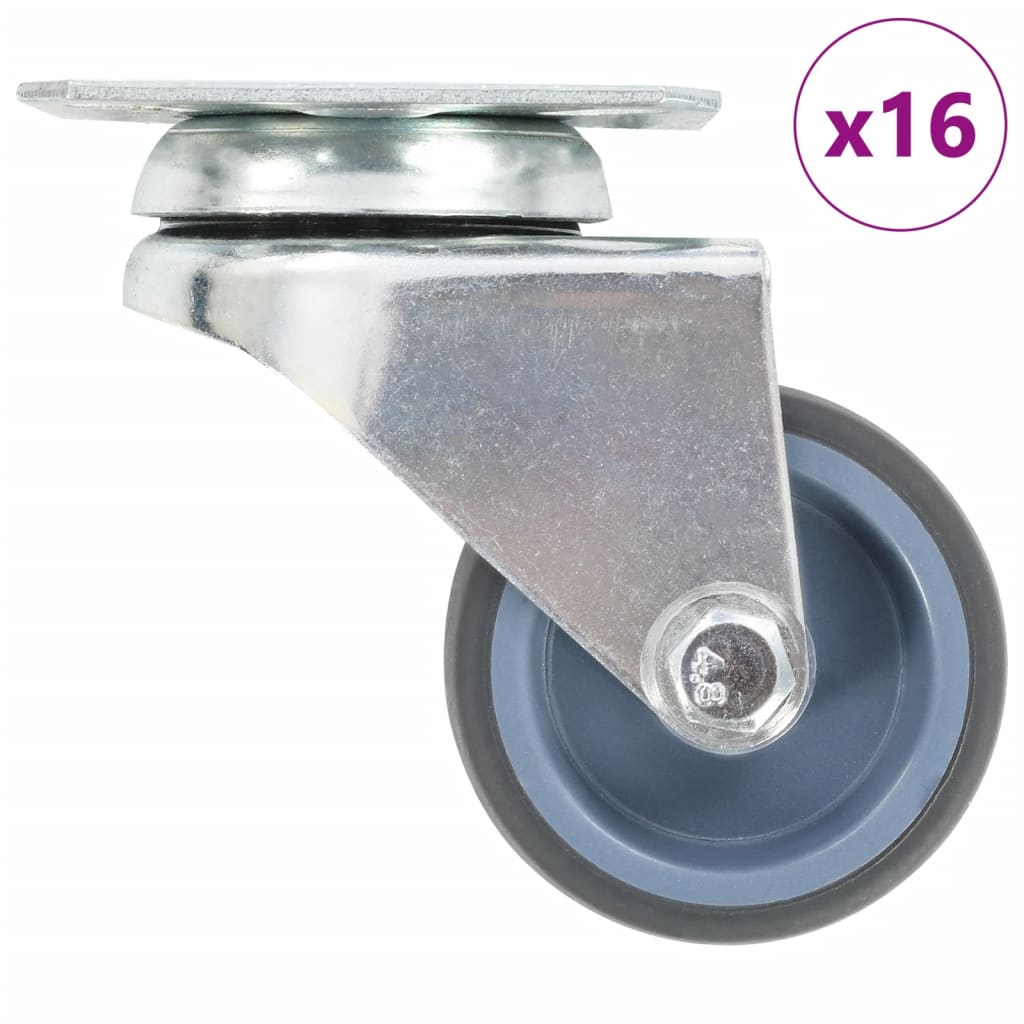 16 kpl kaksoispyöräiset kääntyvät pyörät 50 mm