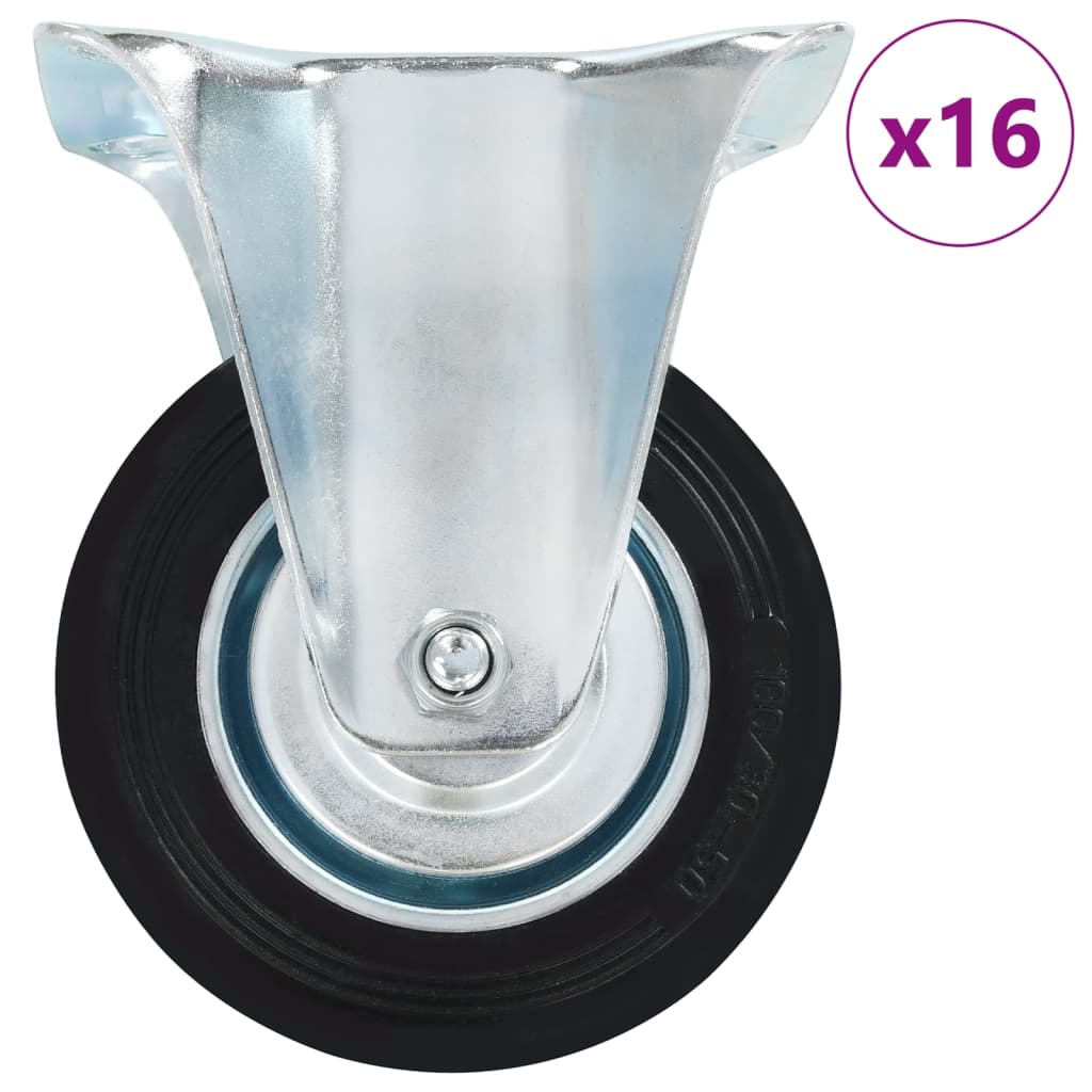 16 kpl kiinteät pyörät 100 mm