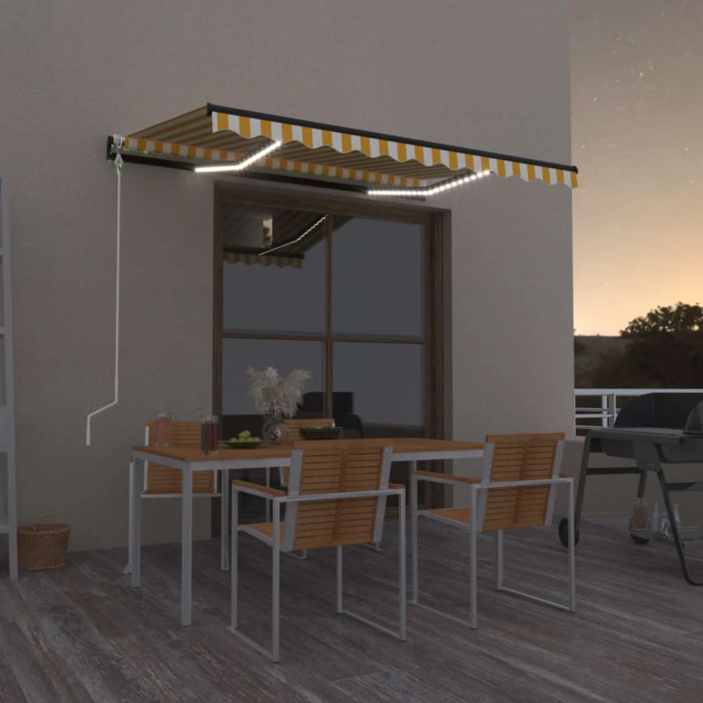 Sisäänkelattava markiisi LED/tuulisensori 300x250 cm keltavalk.