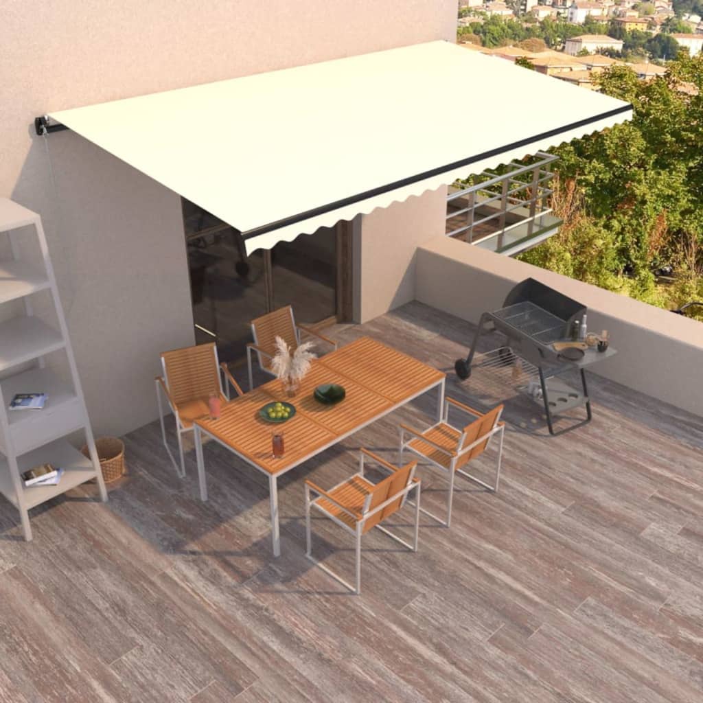 Manuaalisesti sisäänvedettävä markiisi 600x300 cm kermanvärinen