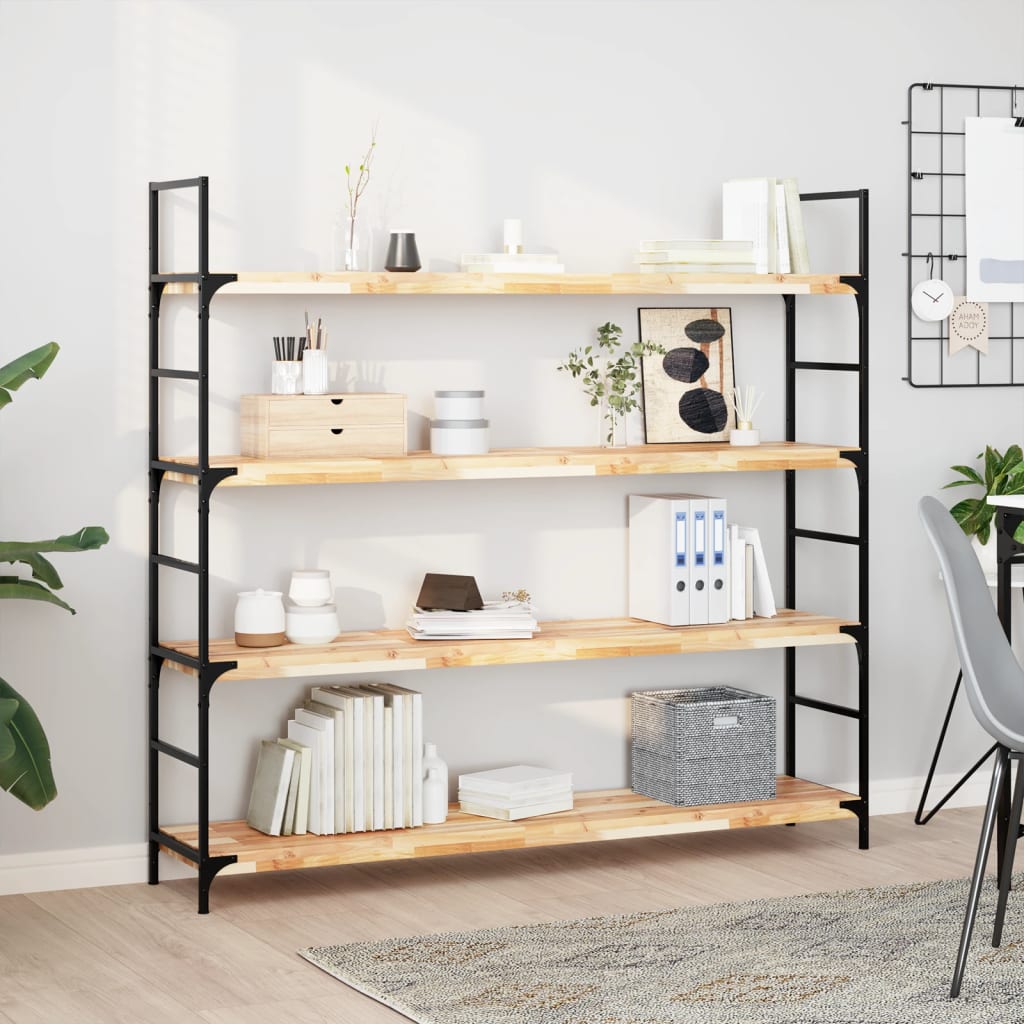 Kelluvat hyllyt 4 kpl 140x30x4 cm käsittelemätön massiivipuu akaasia
