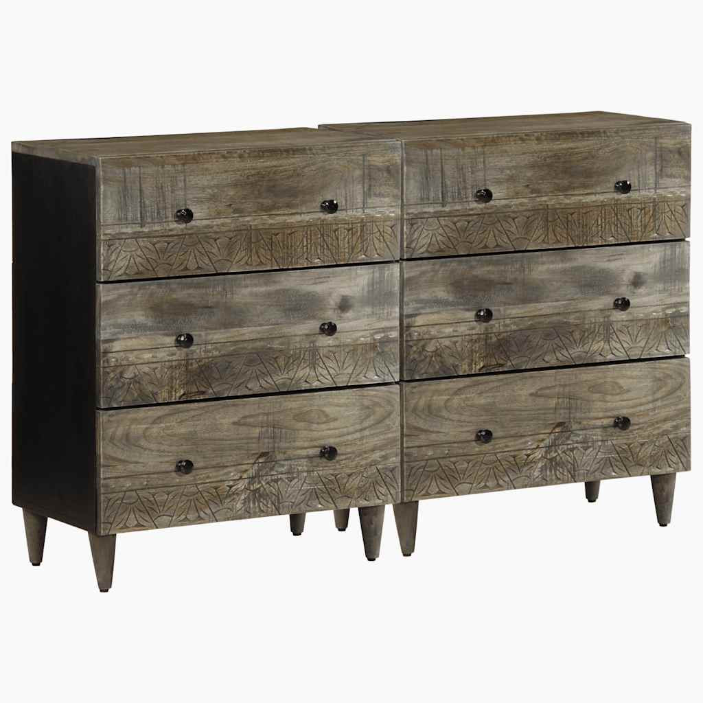 Senkit 2 kpl vaaleanharmaa 60x33,5x75 cm massiivipuu mango