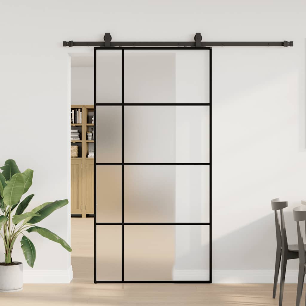 Liukuovi rautaosilla musta 102,5x205 cm ESG-lasi