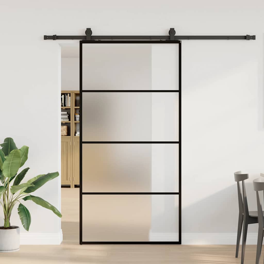 Liukuovi rautaosilla musta 102,5x205 cm ESG-lasi