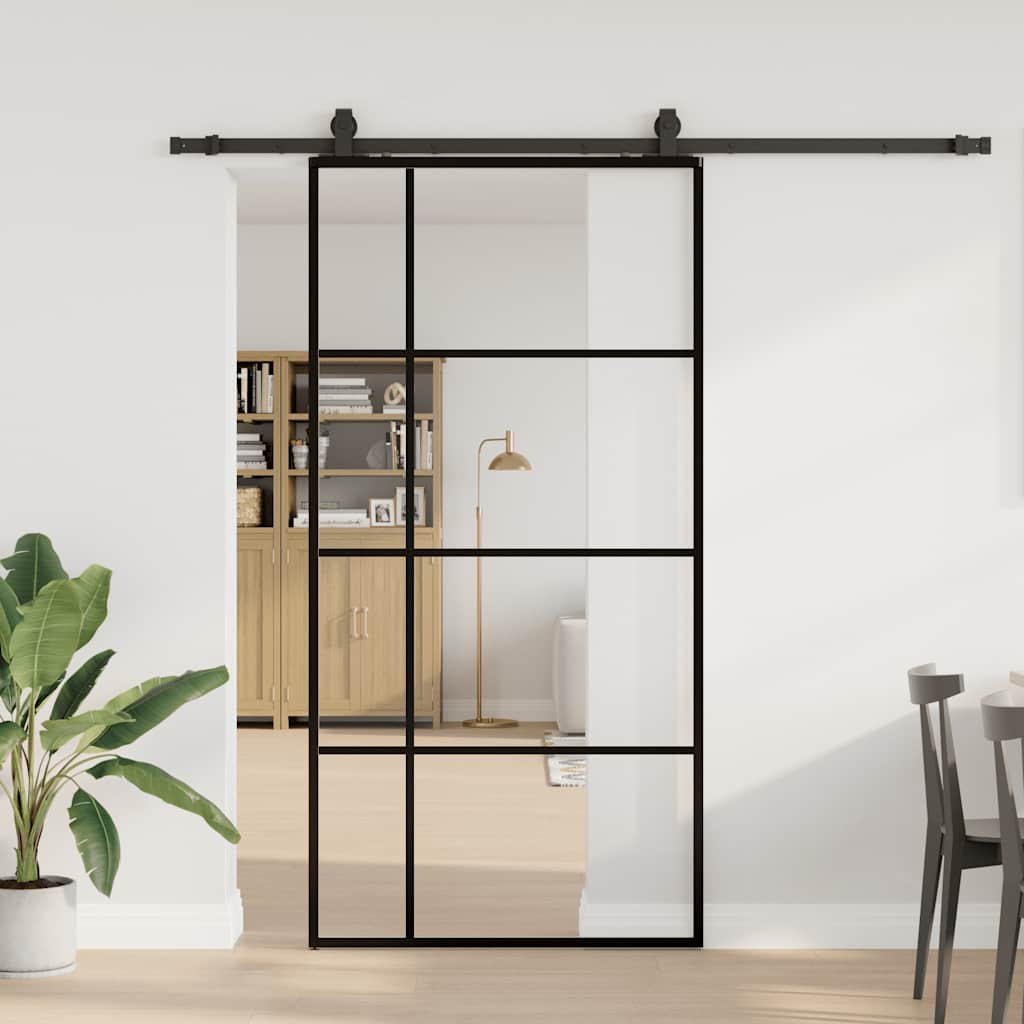 Liukuovi rautaosilla musta 102,5x205 cm ESG-lasi