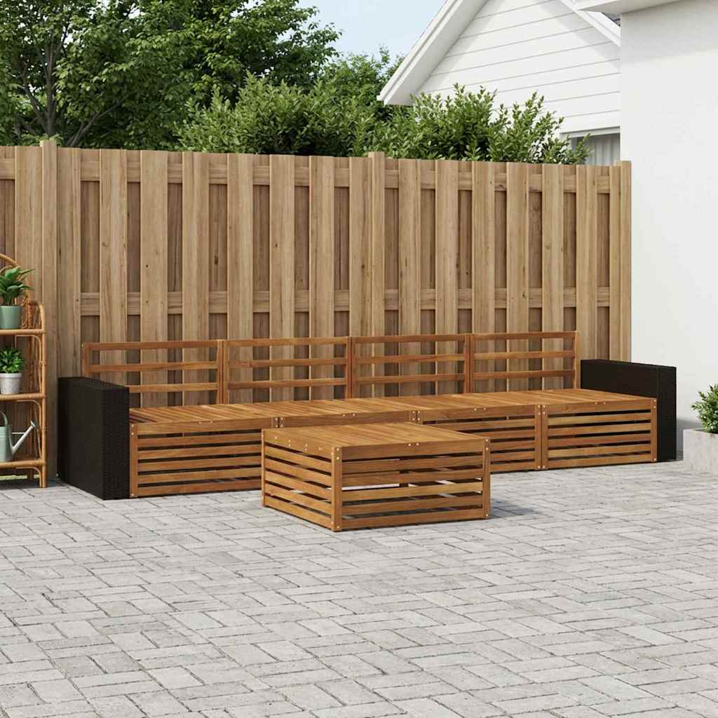Ulkosohvakokoelma 5 pcs Luonnollinen Tiheä akasiapuu