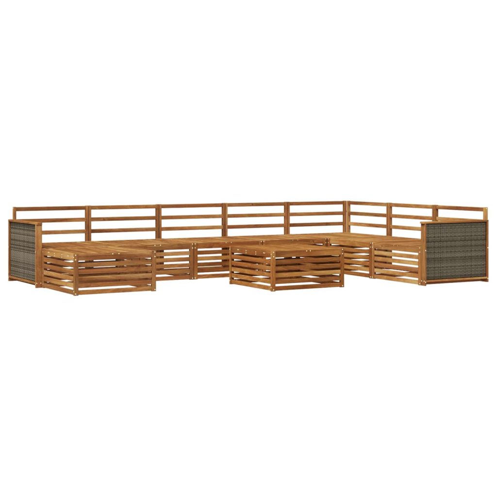 Ulkosohvakokoelma 9 pcs Luonnollinen Tiheä akasiapuu