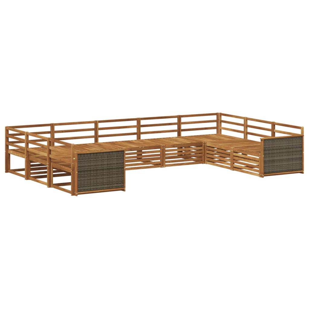 Ulkosohvakokoelma 9 pcs Luonnollinen Tiheä akasiapuu