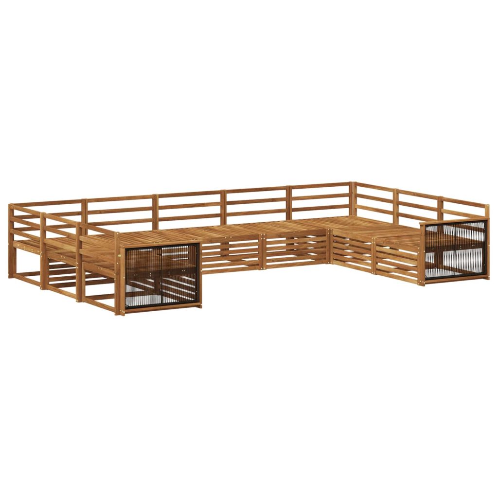 Ulkosohvakokoelma 9 pcs Luonnollinen Tiheä akasiapuu