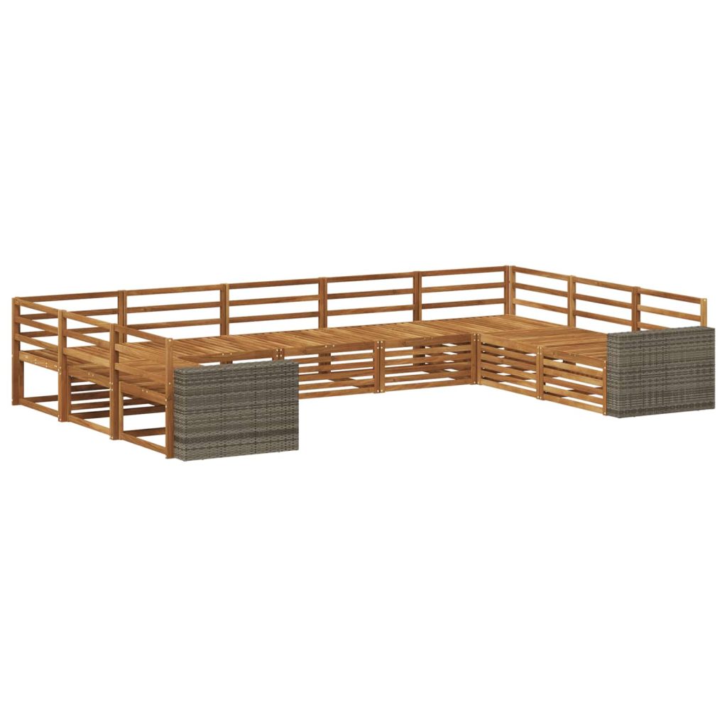 Ulkosohvakokoelma 9 pcs Luonnollinen Tiheä akasiapuu