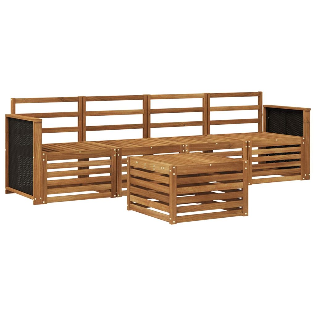 Ulkosohvakokoelma 5 pcs Luonnollinen Tiheä akasiapuu