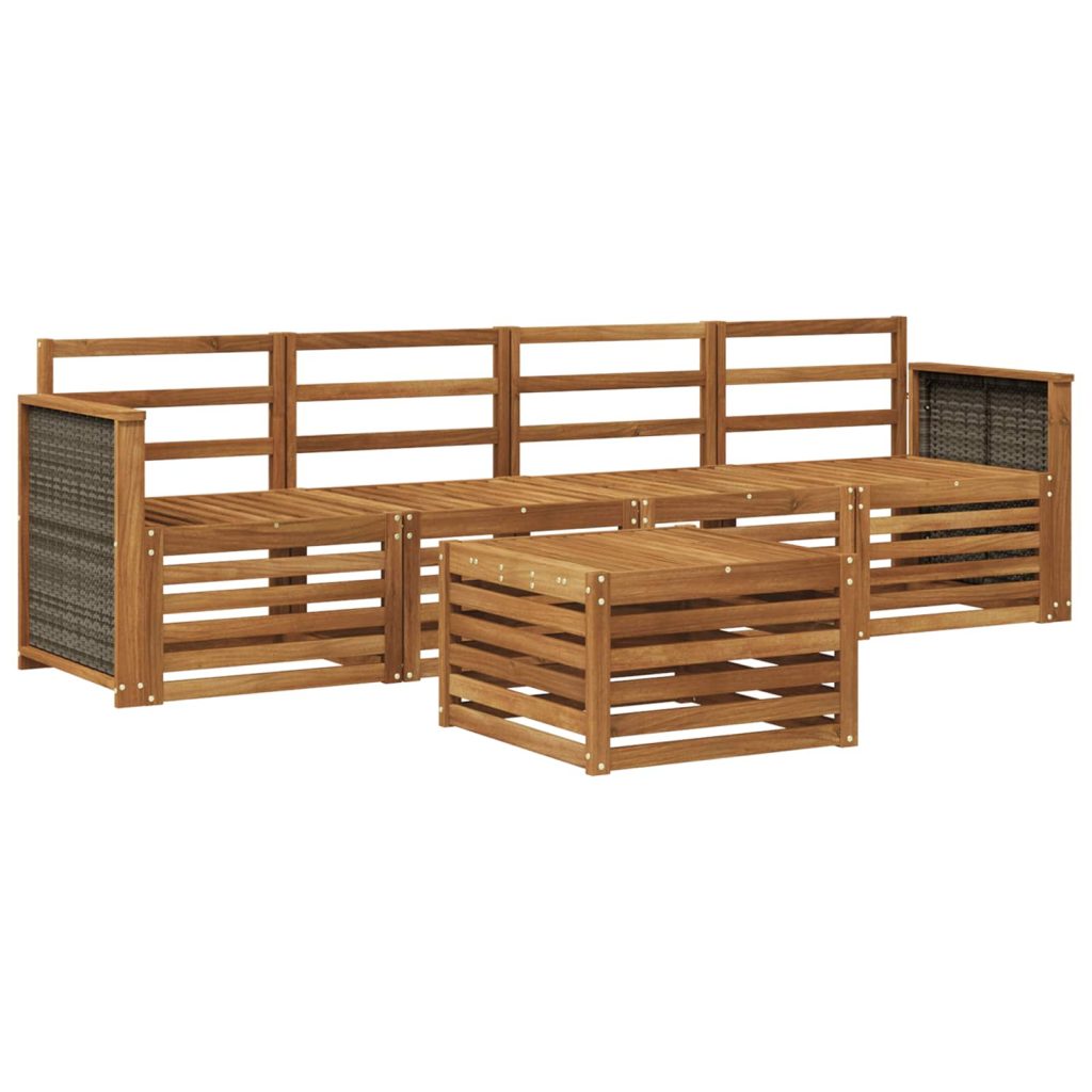Ulkosohvakokoelma 5 pcs Luonnollinen Tiheä akasiapuu