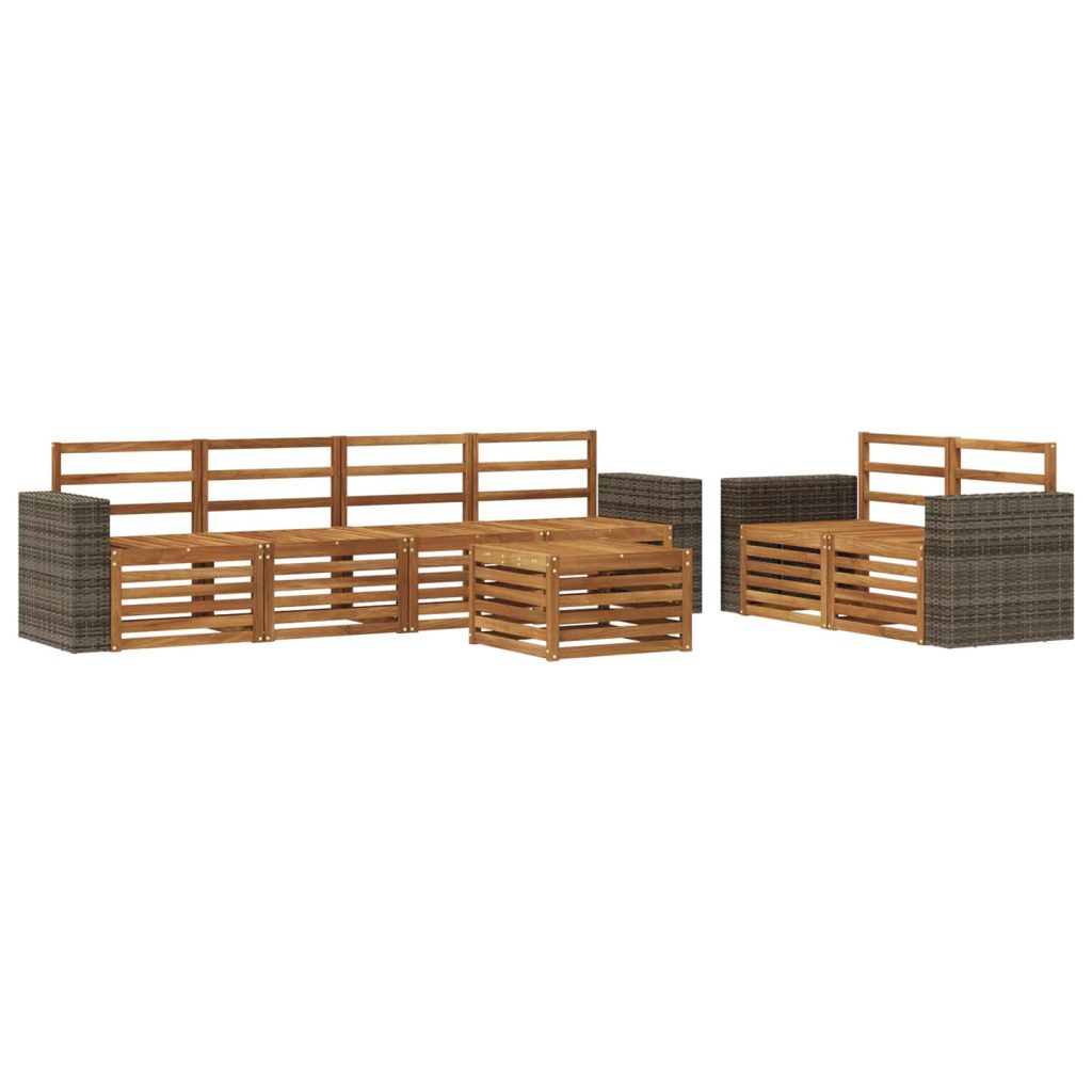 Ulkosohvakokoelma 7 pcs Luonnollinen Tiheä akasiapuu