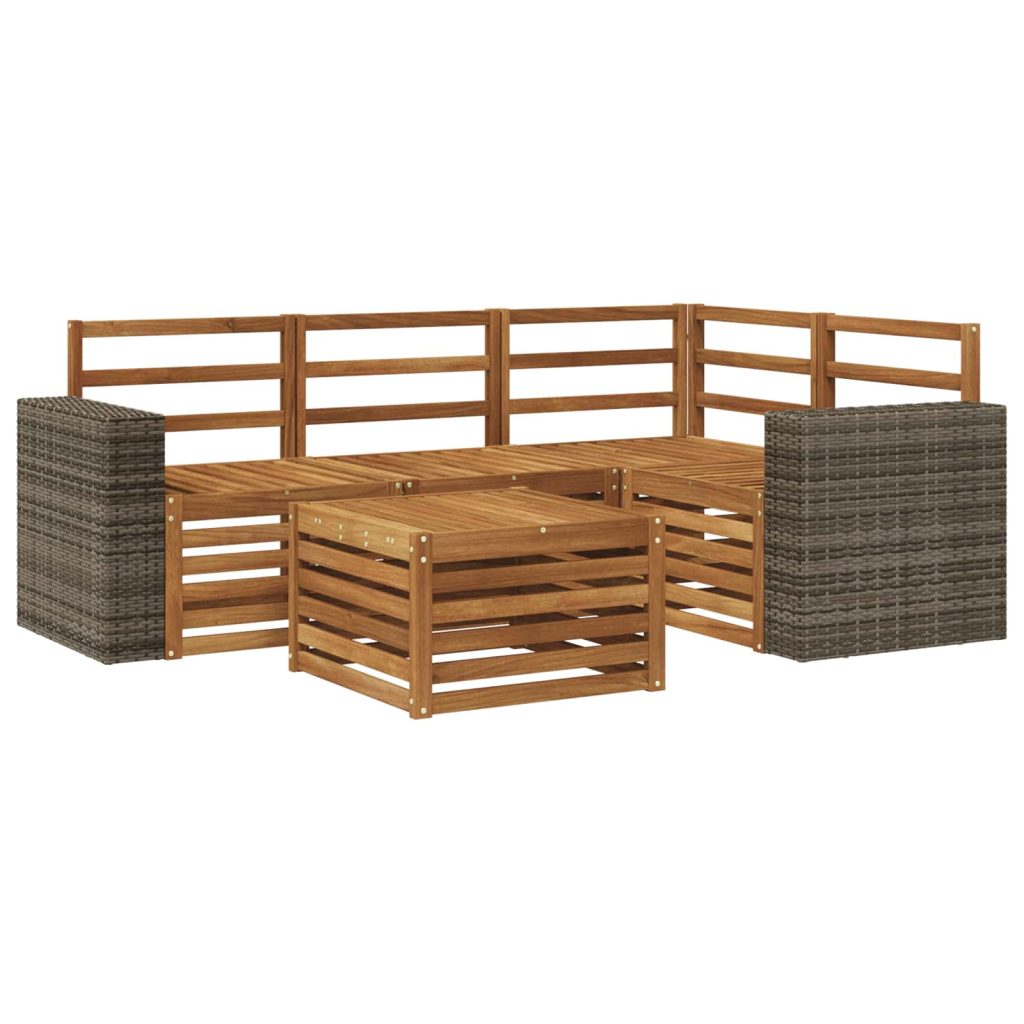 Ulkosohvakokoelma 5 pcs Luonnollinen 59 x 59 x 37 cm Polyesteri