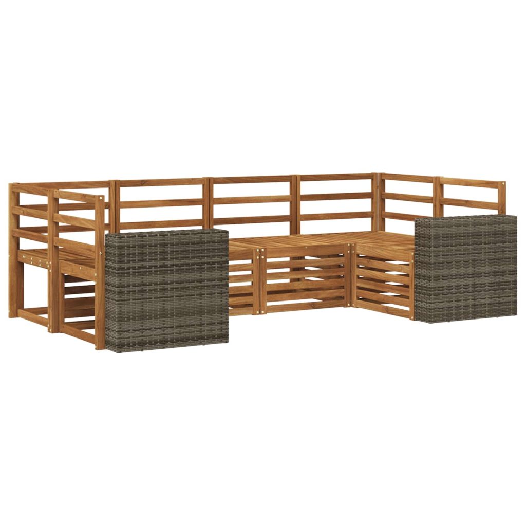 Kulmasohvasetti 6 pcs Luonnollinen Tiheä akasiapuu
