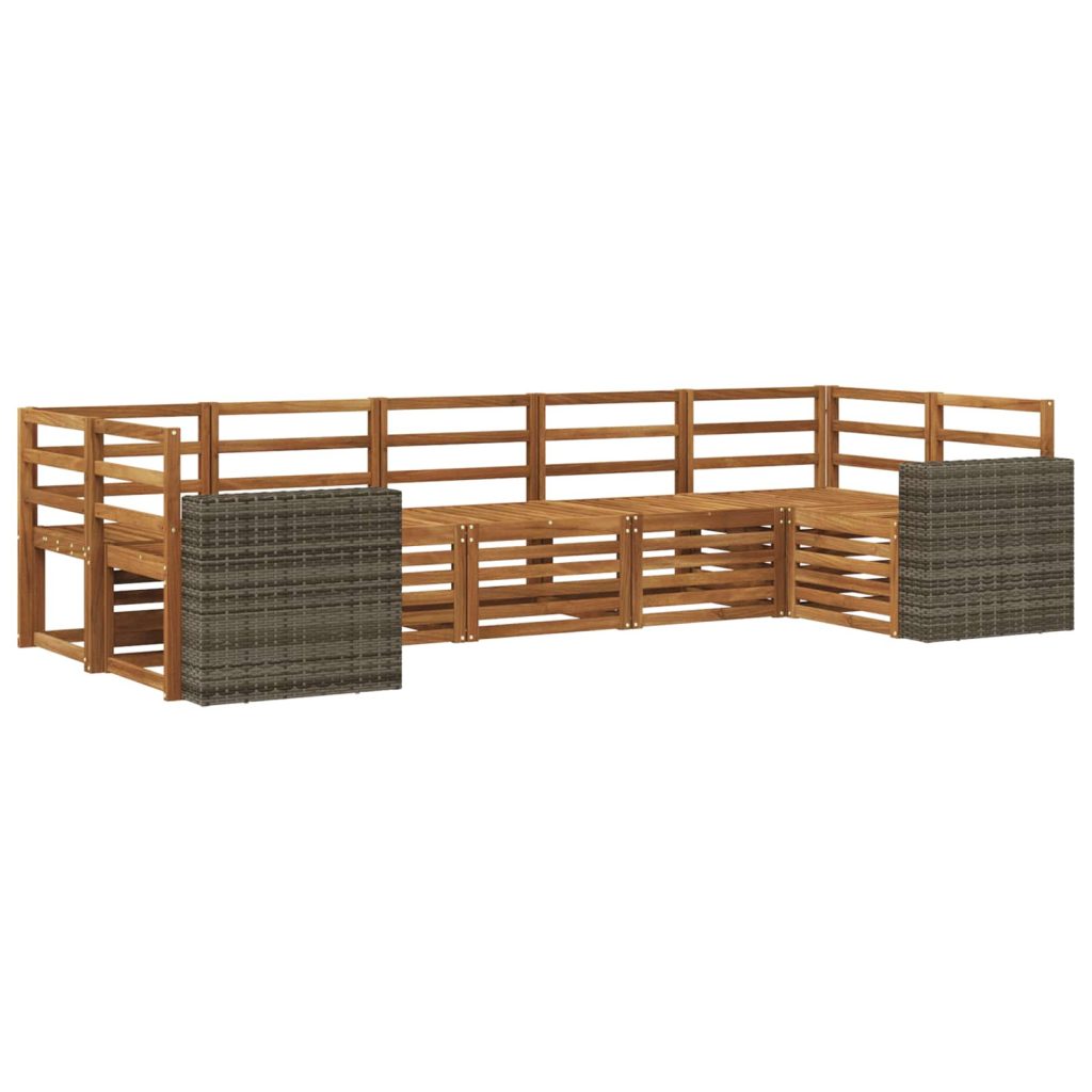 Kulmasohvasetti 7 pcs Luonnollinen Tiheä akasiapuu