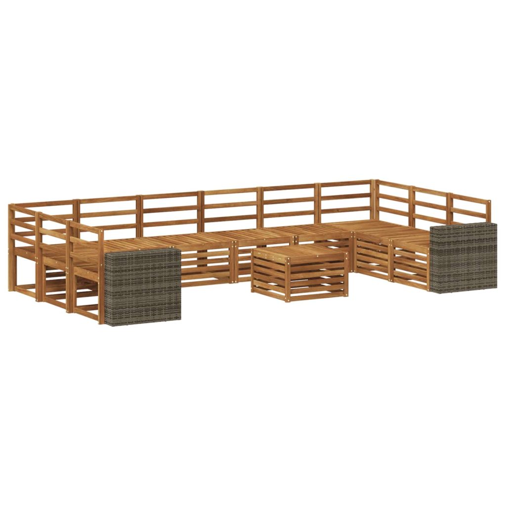 Ulkosohvakokoelma 11 pcs Luonnollinen Tiheä akasiapuu