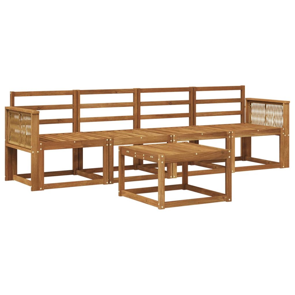 Ulkosohvakokoelma 5 pcs Luonnollinen Tiheä akasiapuu