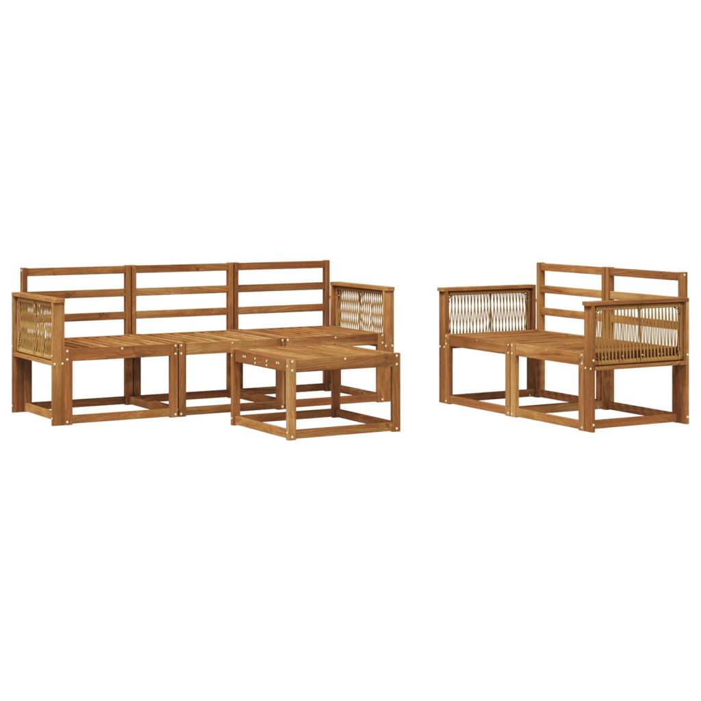 Ulkosohvakokoelma 6 pcs Luonnollinen Tiheä akasiapuu