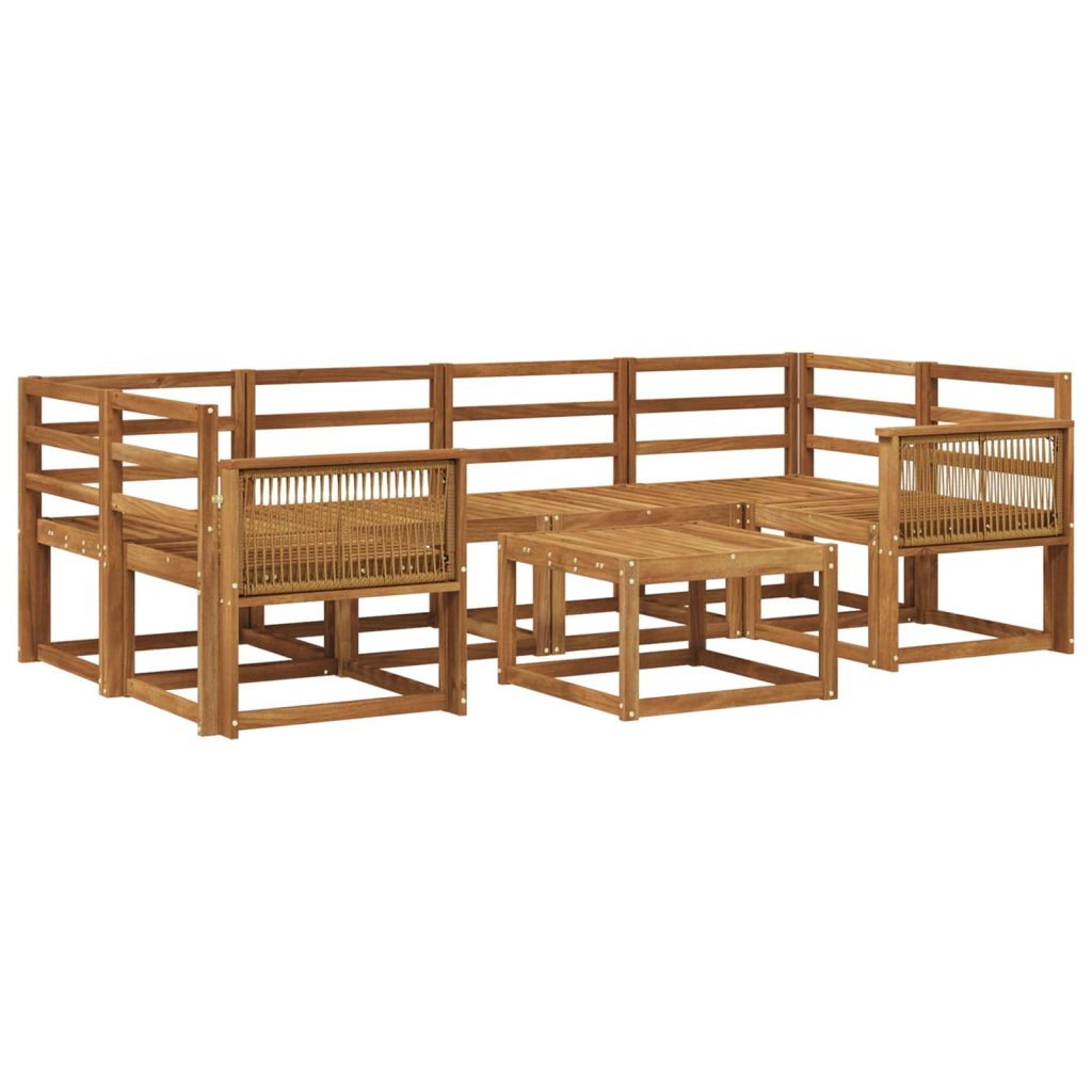 Ulkosohvakokoelma 7 pcs Luonnollinen Tiheä akasiapuu