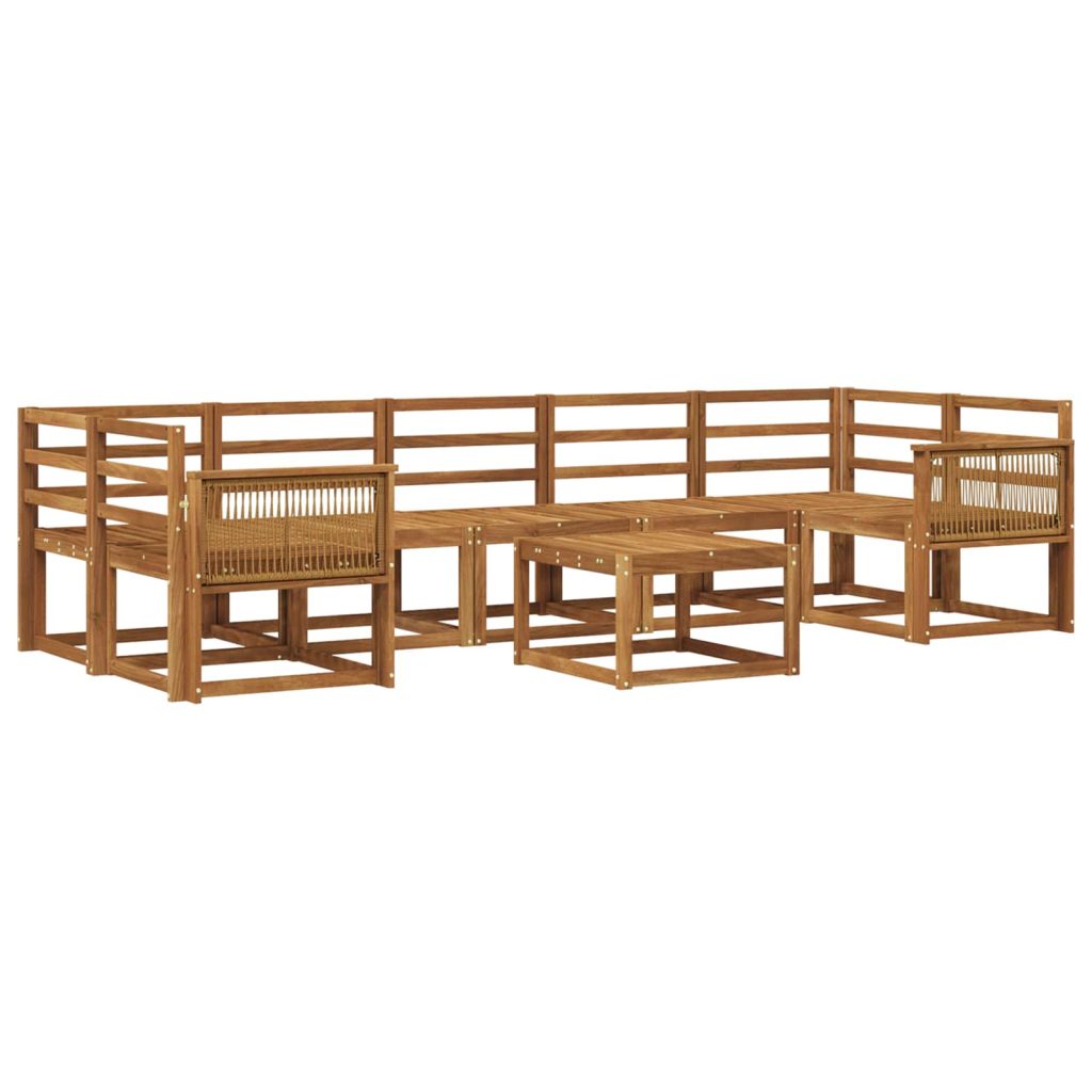 Ulkosohvakokoelma 8 pcs Luonnollinen Tiheä akasiapuu