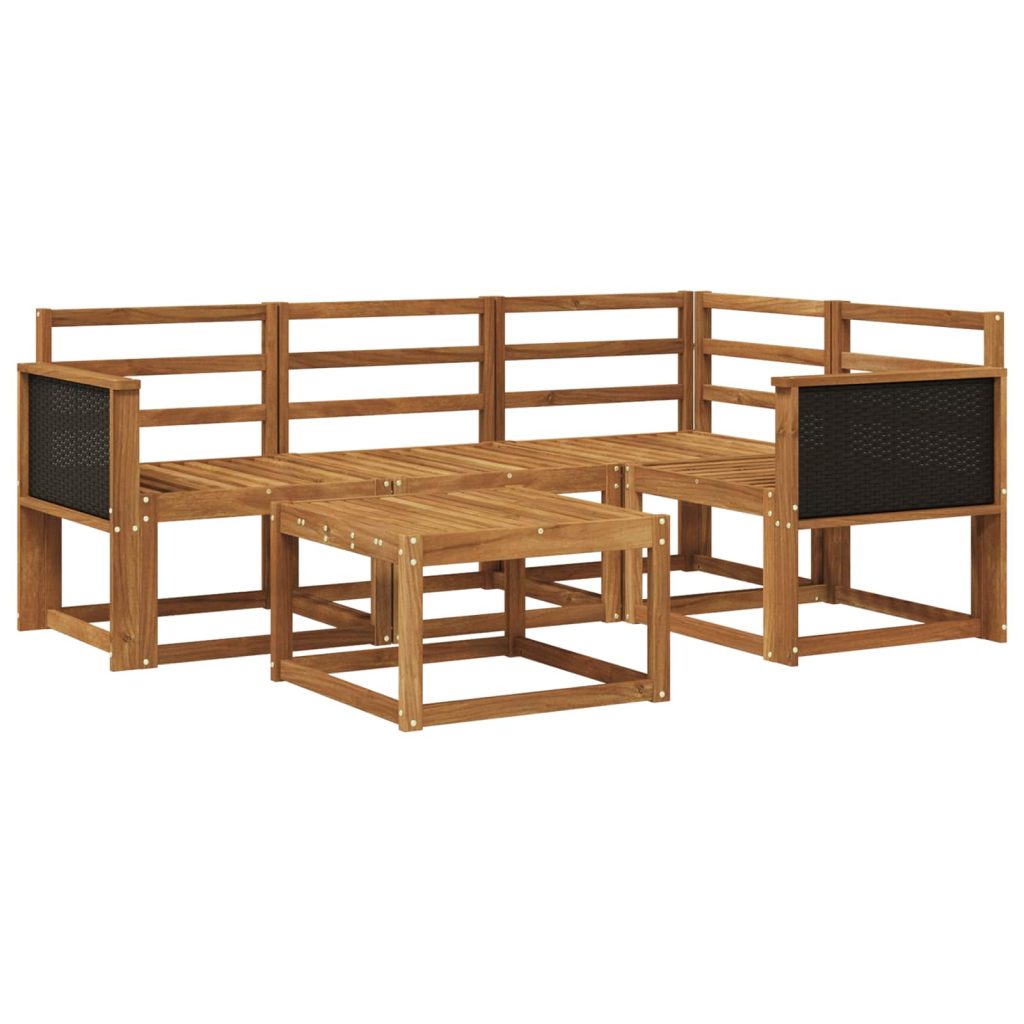 Ulkosohvakokoelma 5 pcs Luonnollinen Tiheä akasiapuu