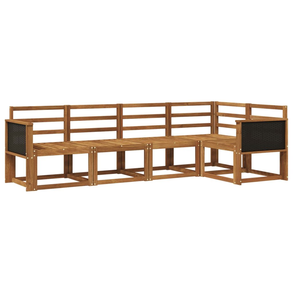 Ulkosohvakokoelma 5 pcs Luonnollinen Tiheä akasiapuu