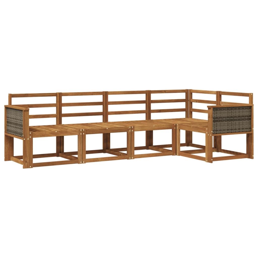 Ulkosohvakokoelma 5 pcs Luonnollinen Tiheä akasiapuu