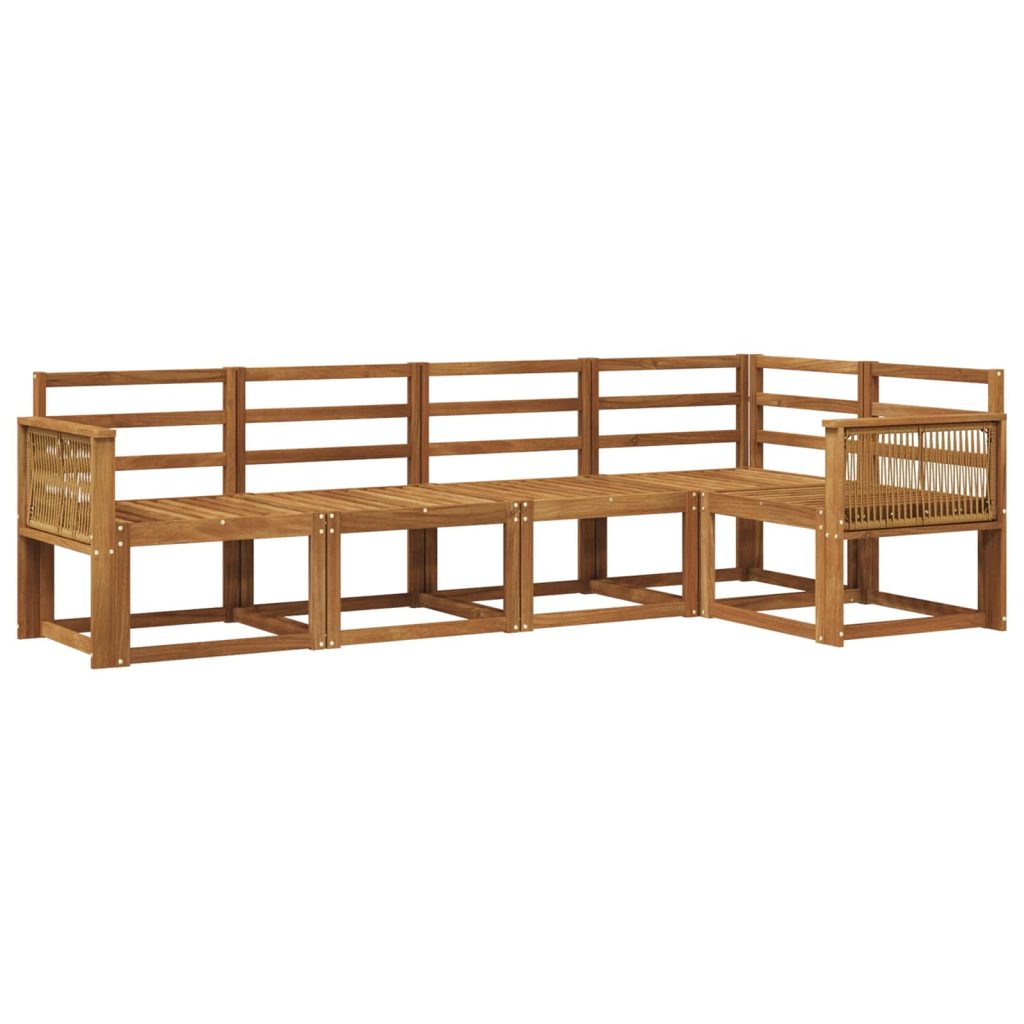 Ulkosohvakokoelma 5 pcs Luonnollinen Tiheä akasiapuu