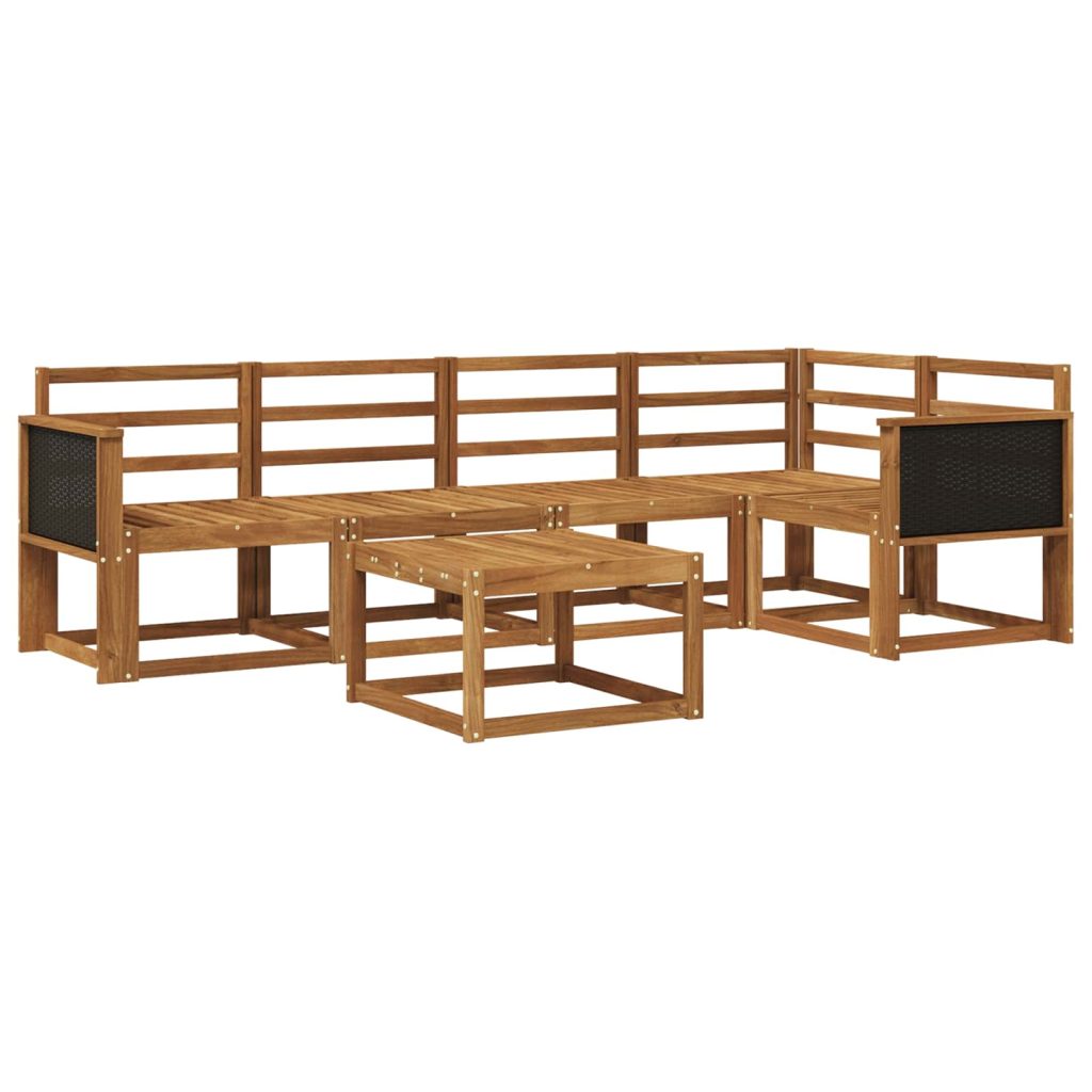 Ulkosohvakokoelma 6 pcs Luonnollinen Tiheä akasiapuu