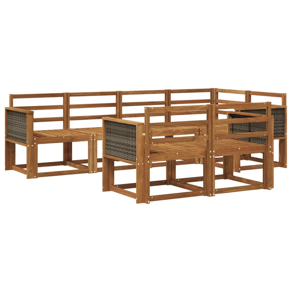 Ulkosohvakokoelma 7 pcs Luonnollinen Tiheä akasiapuu