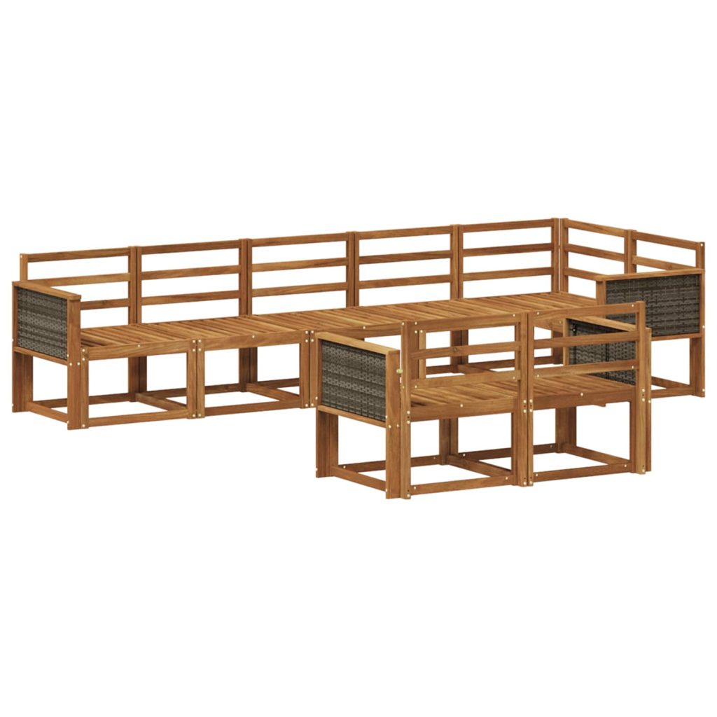 Ulkosohvakokoelma 8 pcs Luonnollinen Tiheä akasiapuu